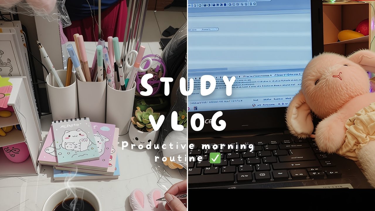 A cozy and productive morning in my life as a university student! ☕️🧸