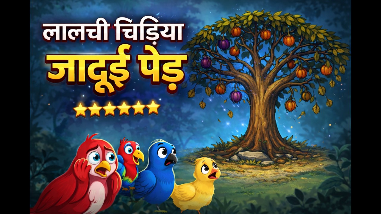 लालची चिड़िया और जादुई पेड़ | cartoon animation video
