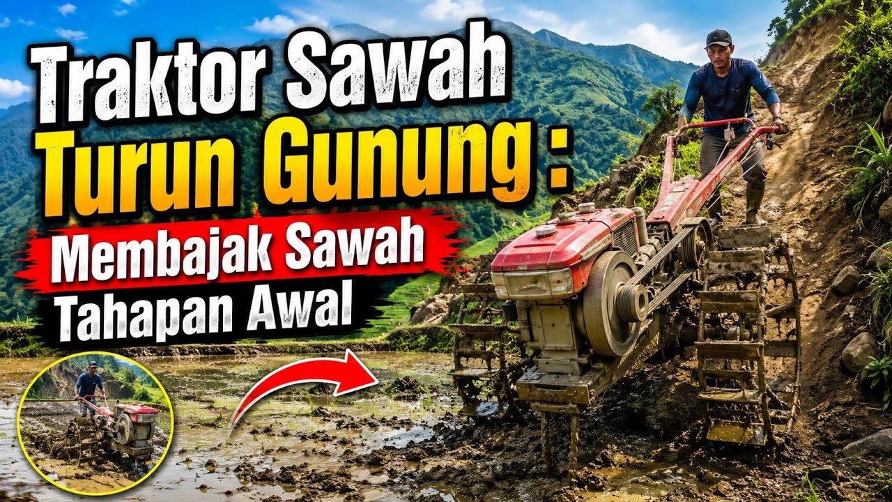 Traktor Sawah Turun Gunung : Membajak Sawah Tahapan Awal 