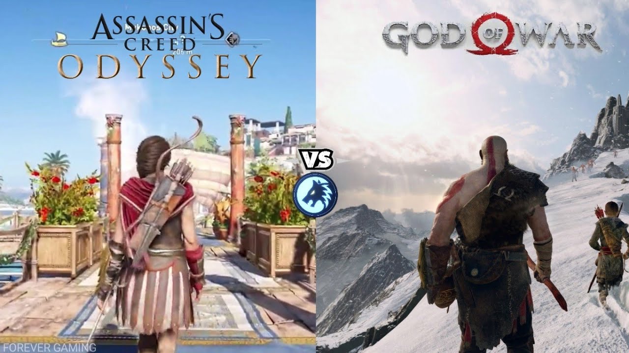 Assasins creed Odyssey vs God of War 4 | Side by Side | In Depth Comparison|FOREVER GAMING.