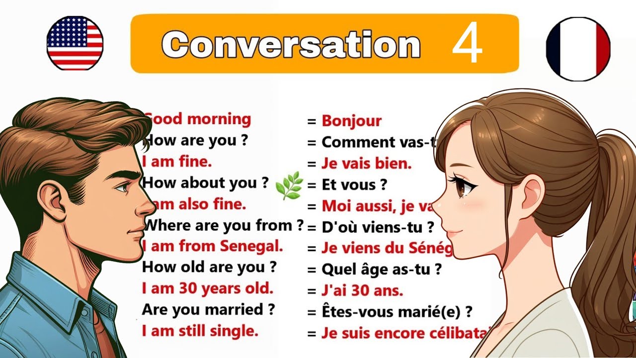 Conversation 4 anglais-fran&ccedil;ais / Anglais facile | ✪✪easy sentences to learn french 🌿