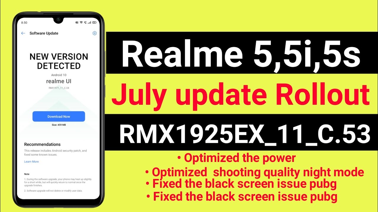 realme 5 series July update Rollout।।Fixed the black screen issue