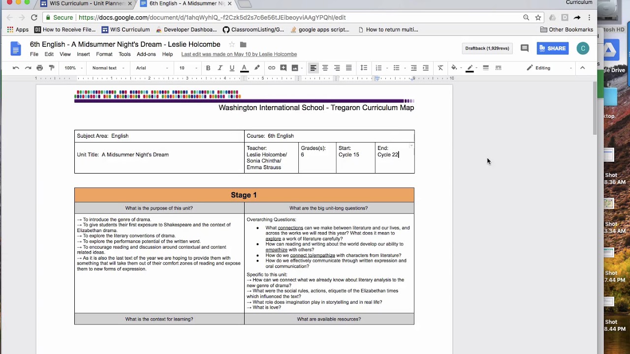 Curriculum Mapping:  Multi-functional internal add-on