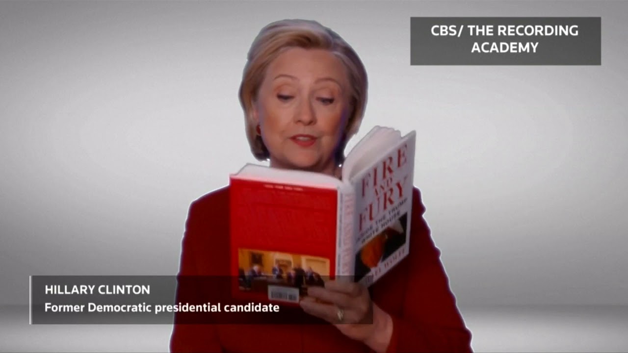 Hillary Clinton surprises with 'Fire and Fury' spoof at 2018 Grammys
