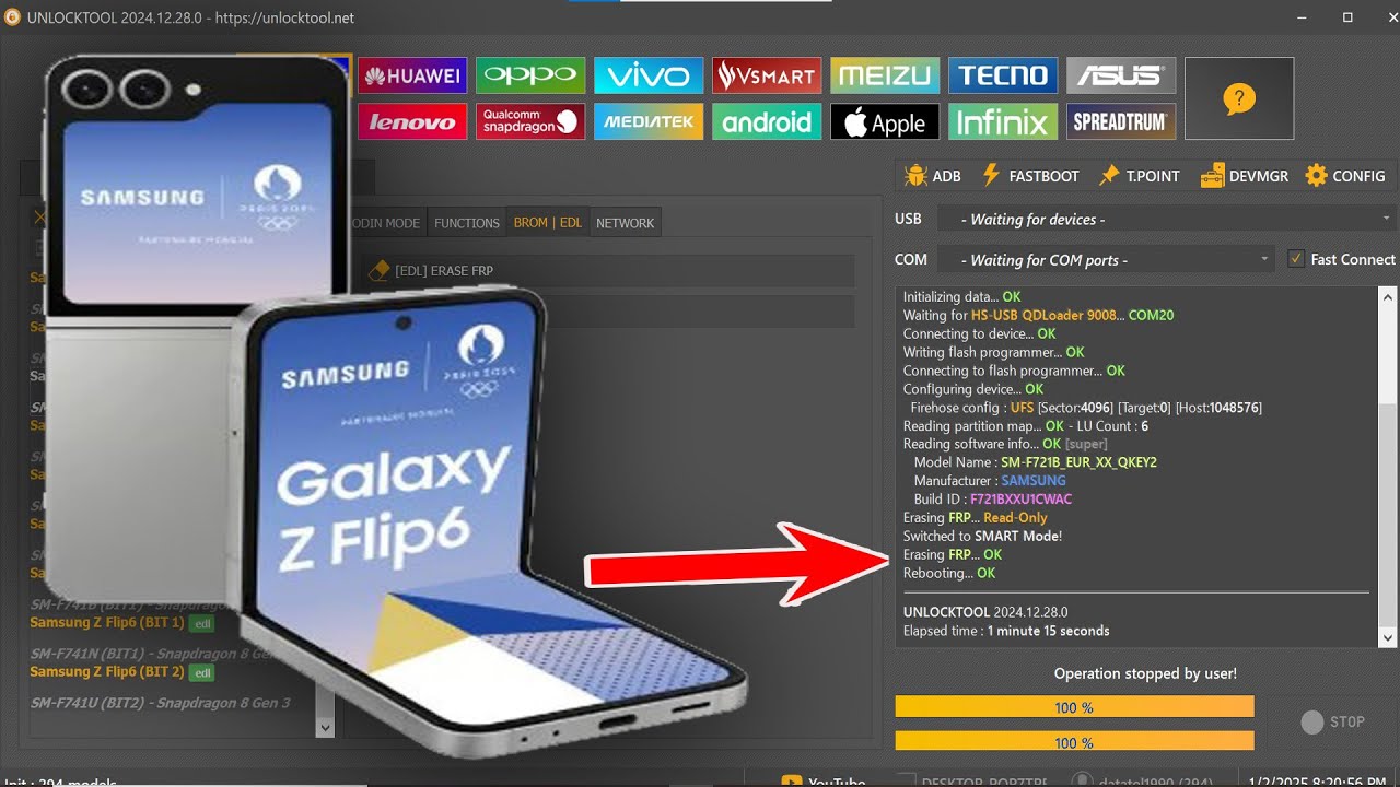 Samsung Galaxy Z Flip 6 Frp Bypass Unlock tool 9008 port