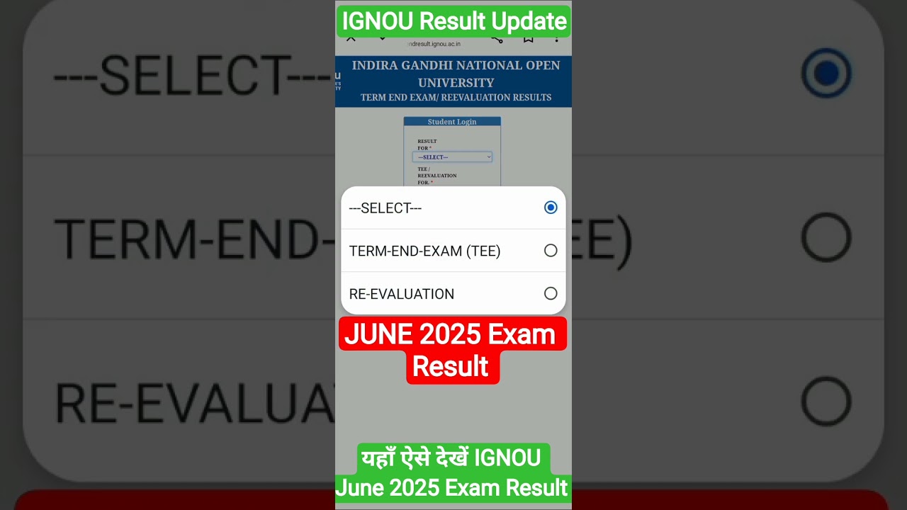 IGNOU June 2025 Exam Result Check कैसे करें? #ignou #shorts