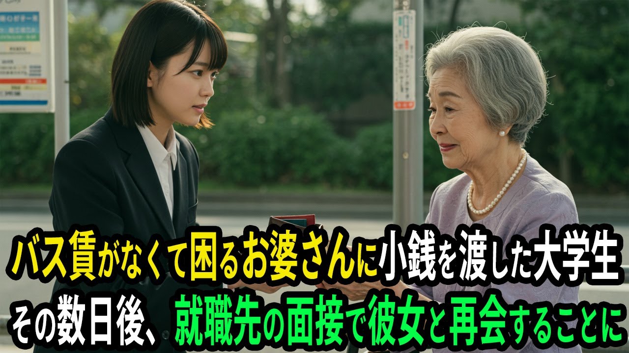 バス賃がなくて困るお婆さんに小銭を渡した大学生のお話