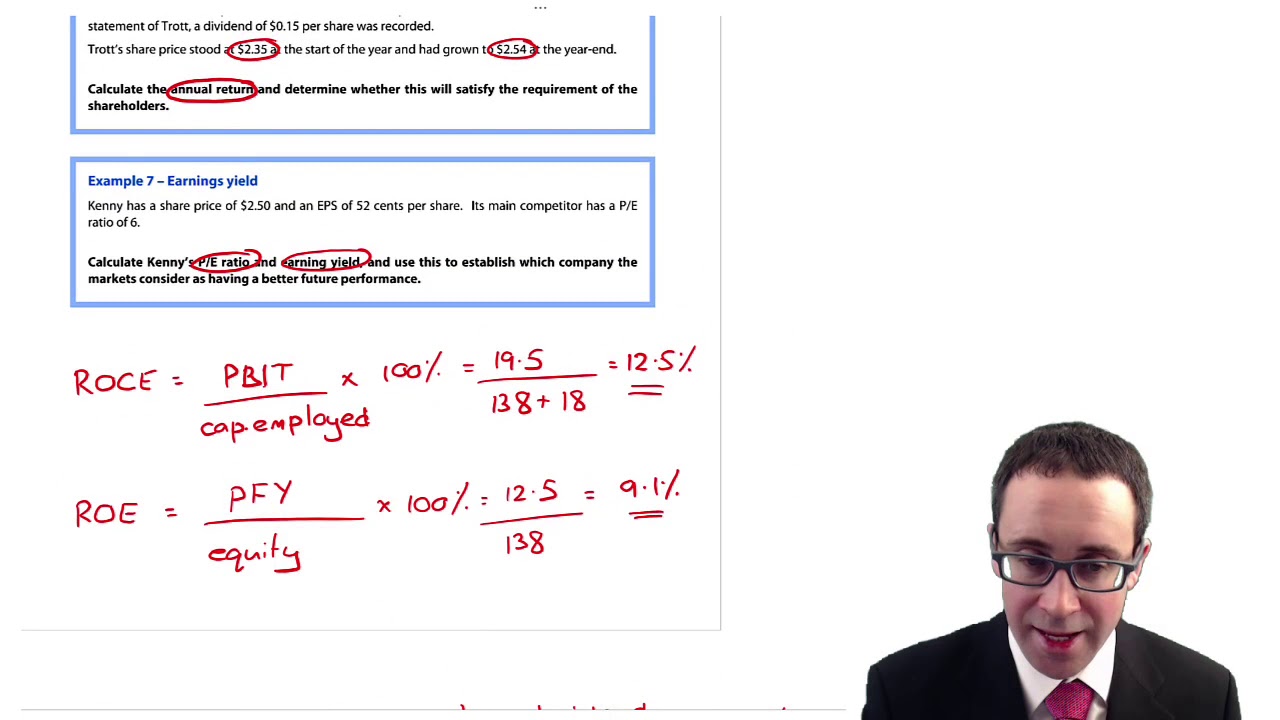Evaluation of financial objectives - Investor ratios (1) - CIMA F3 lecture