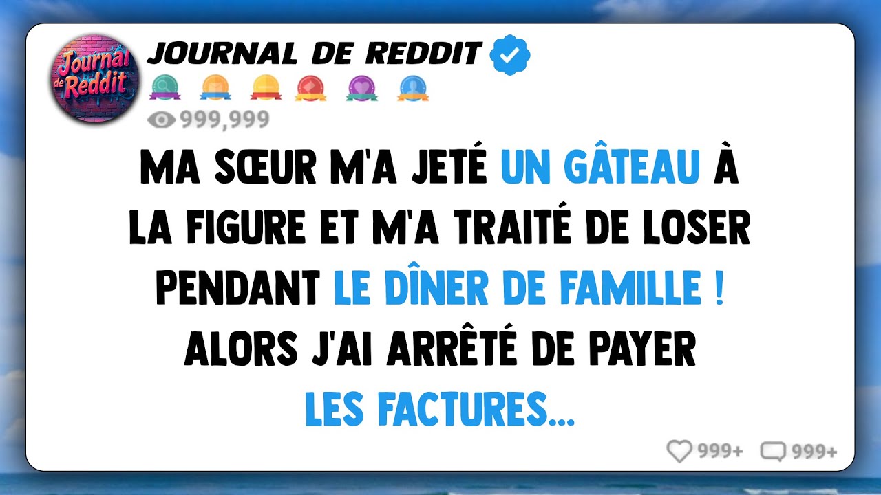 Ma sœur m'a jeté un gâteau au visage et m'a traité de loser pendant le dîner de famille ! Alors j'ai