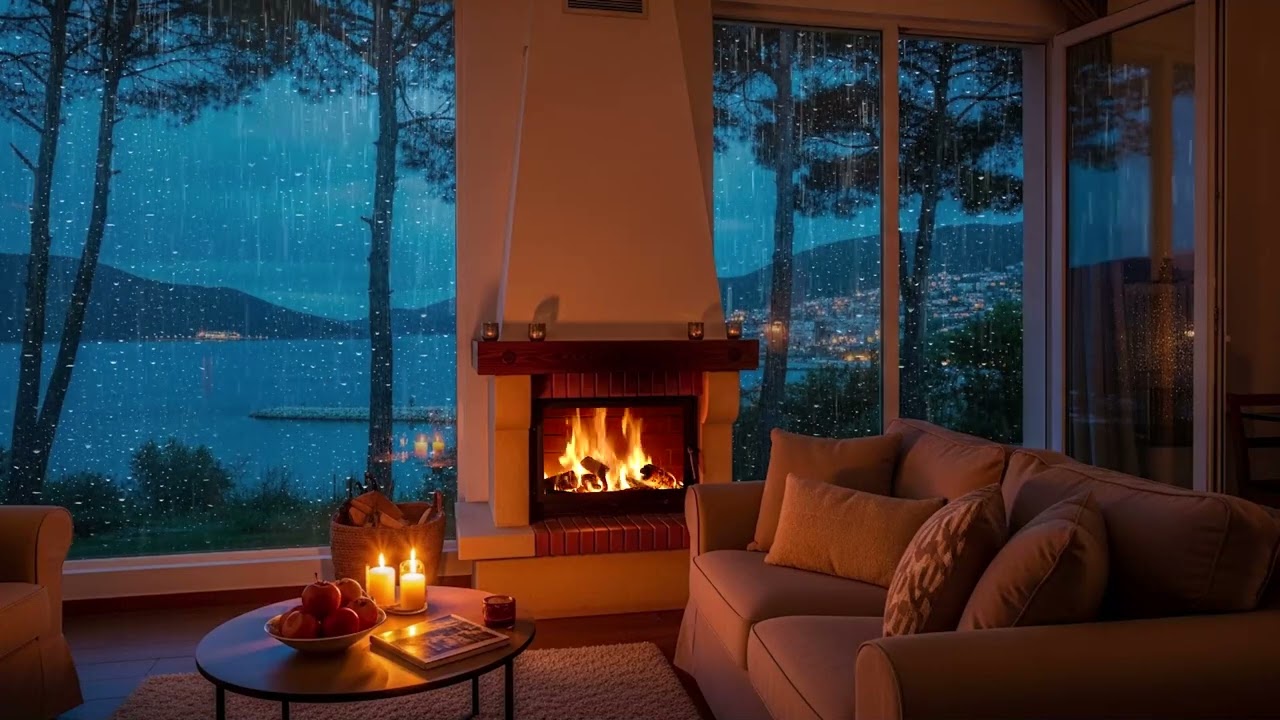 Rainy Night Ambience ❄️ Fireplace ASMR for Sleep & Focus (3 Hours)