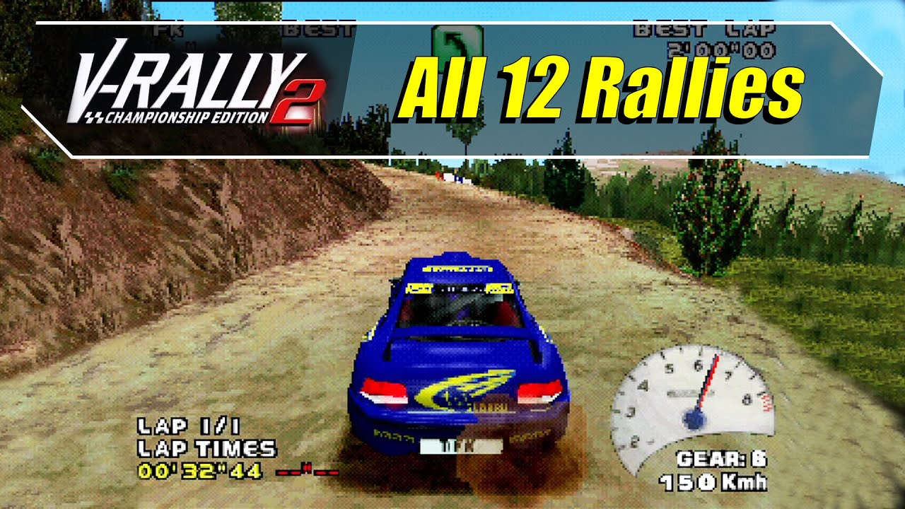 V-Rally 2 (PS1) - Driving All 12 Rallies/Locations (1080@60)