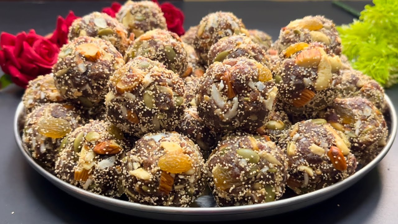 No Sugar No Jaggery Healthy Dry Fruits Laddu Recipe | Natural Energy Booster Ladoo for Back Pain