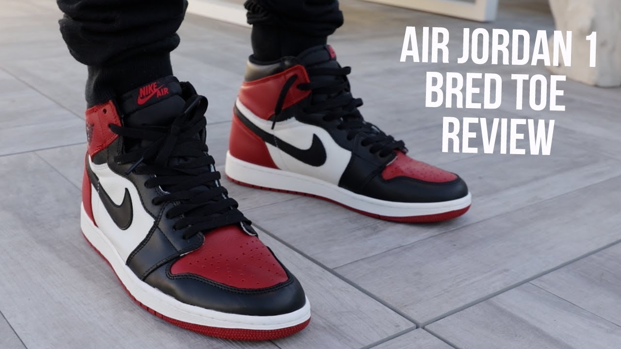 AIR JORDAN 1 BRED TOE REVIEW!
