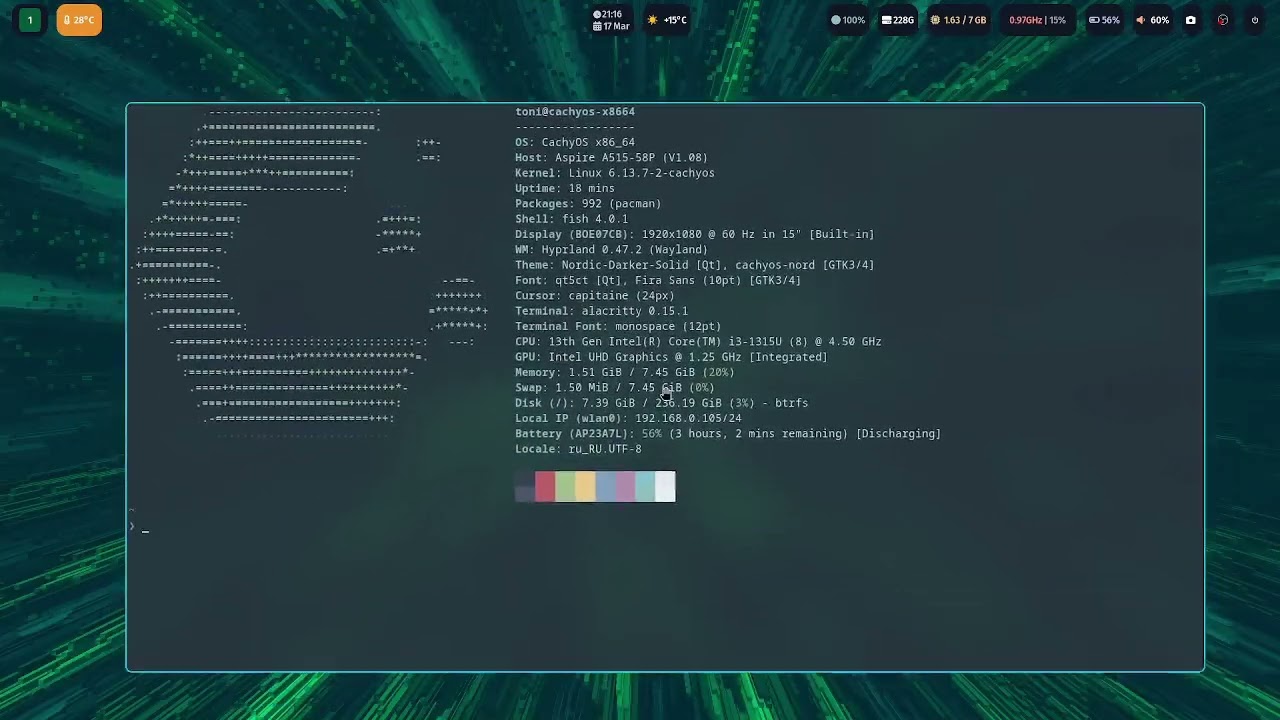 обзор на cachyos  hyprland #i3wm #hyperland #linux
