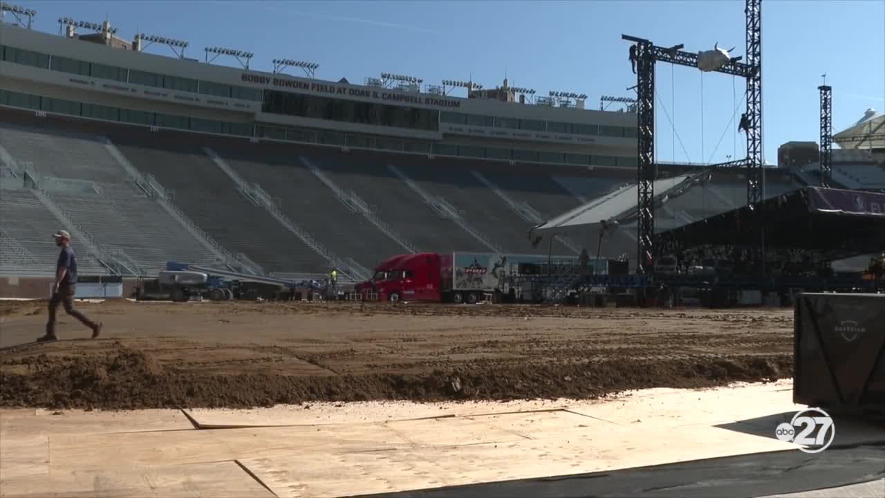 Doak Campbell Stadium transforms into a bull-riding arena for PBR Florida State this weekend