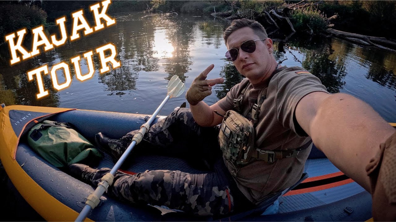 Kajak Tour in der Wildnis und Vorbereitung für Schweden.Test für Mensch und Schlauchboot-Kajak.