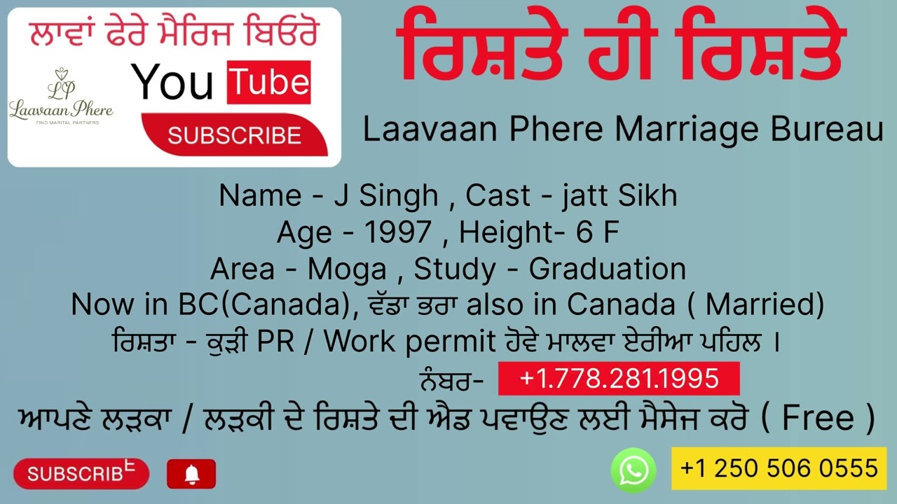 ਰਿਸ਼ਤੇ ਹੀ ਰਿਸ਼ਤੇ , ਲਾਵਾਂ ਫੇਰੇ ਮੈਰਿਜ ਬਿਓਰੋ ਰਿਸ਼ਤੇ ਈ ਰਿਸ਼ਤੇ ,Laavaan Phere Marriage Bureau 
