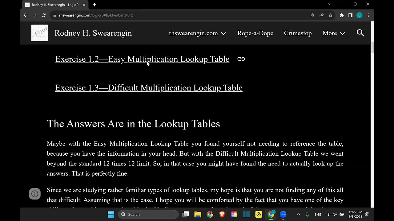 Logic 0 &mdash; Exercise 1.2 &mdash; Easy Multiplication Lookup Table