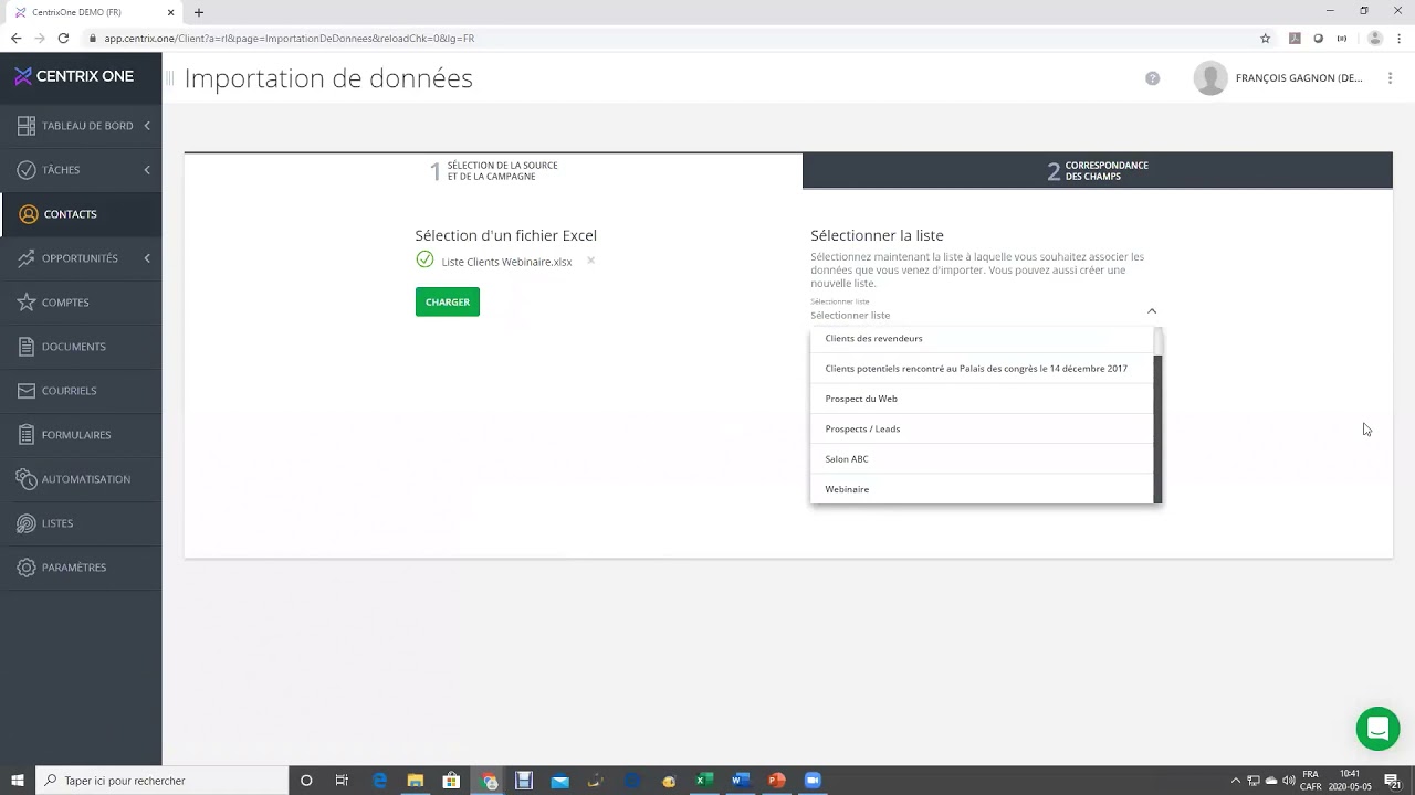 Comment préparer le fichier Excel, puis importer les données​ dans le CRM CentrixOne?