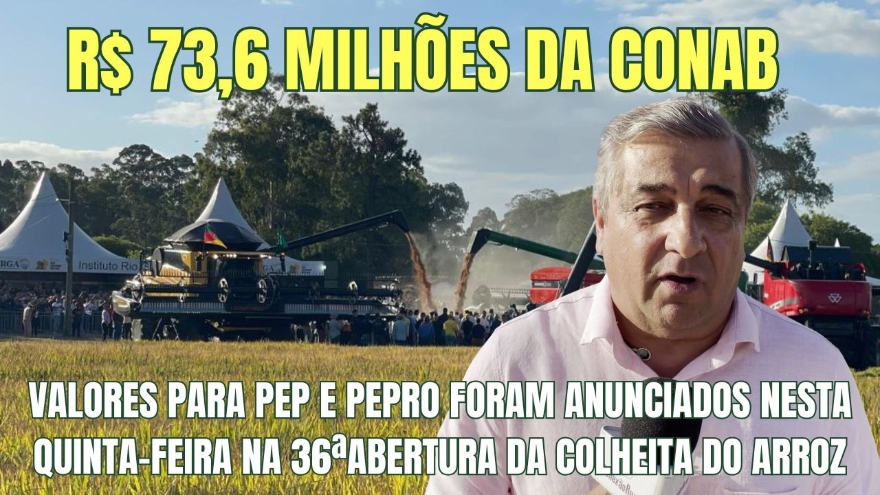 Conab anuncia em Capão do Leão prêmios para 300 mil T. de arroz