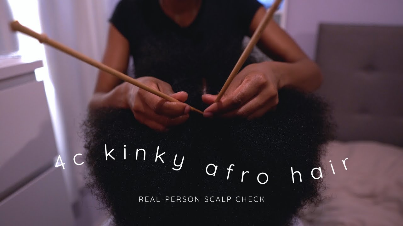 ASMR | Real Person Scalp Check on 4c Afro Hair | scalp oiling + scratching for sleep 💤