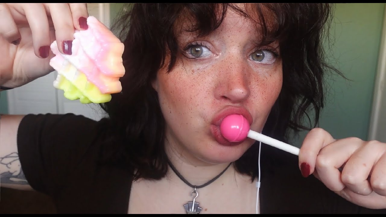 ASMR eating fake lollipop and squichy waffle (intense mouth sounds, no talking)