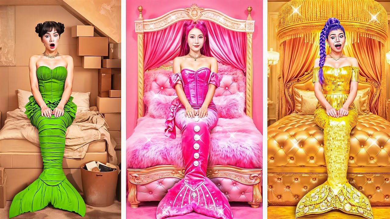 Kpop Demon Hunters Secret Room! Cardboard, Fluffy & Golden Huntrix Mermaid Room Makeover