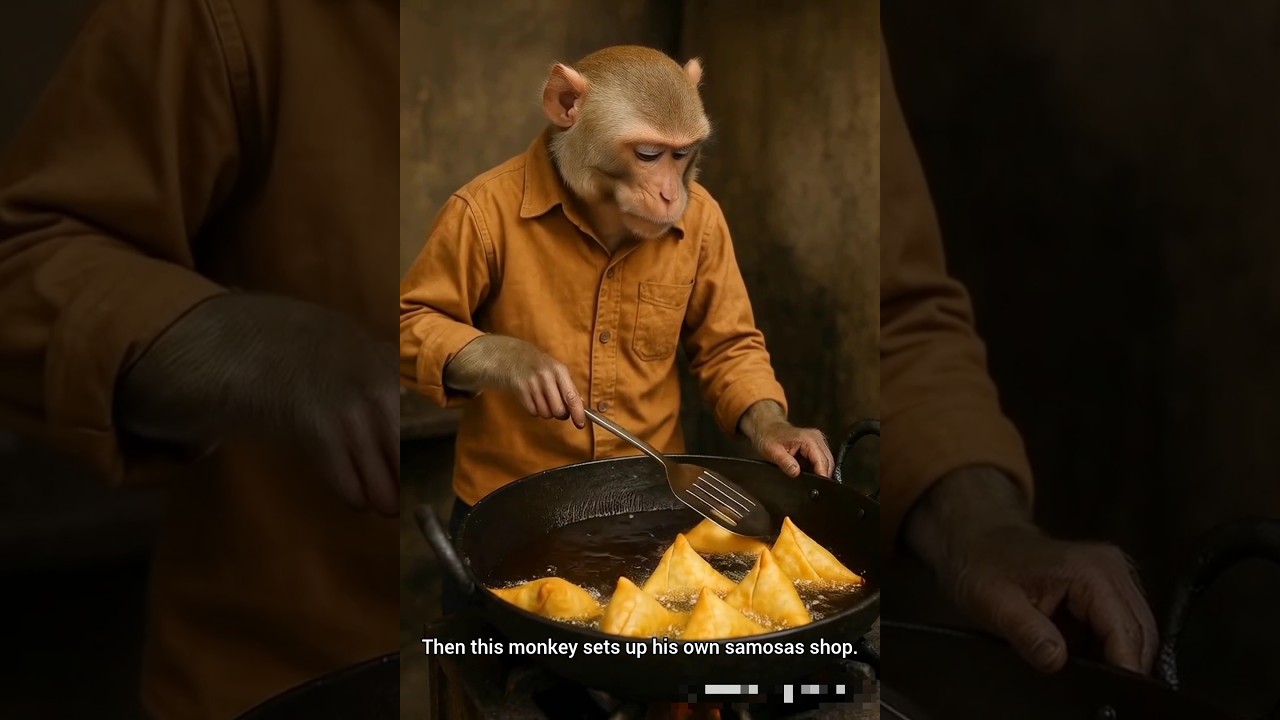 Unemployed Monkey Starts a Samosa Shop | Funny Monkey Story | Inspirational Animal Video #Monkey