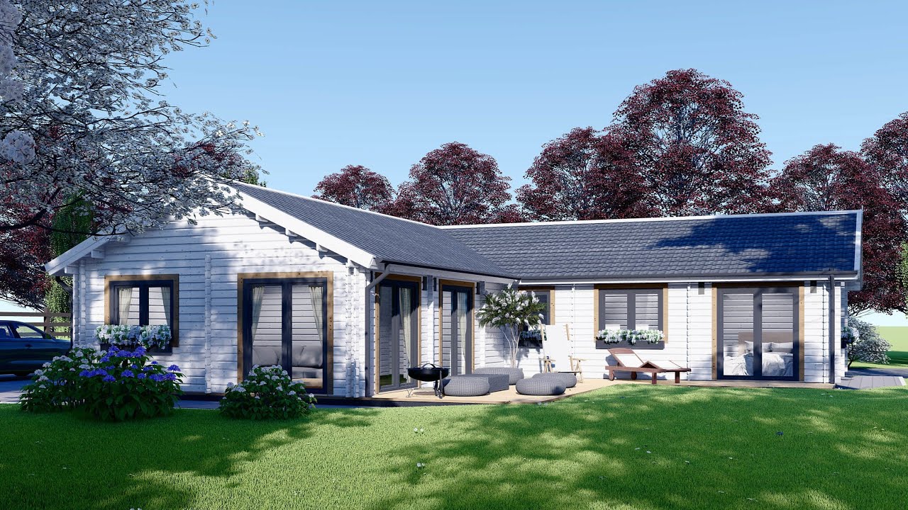 Chalet en bois habitable PAULA (44+44 mm, RT2012), 129 m&sup2;