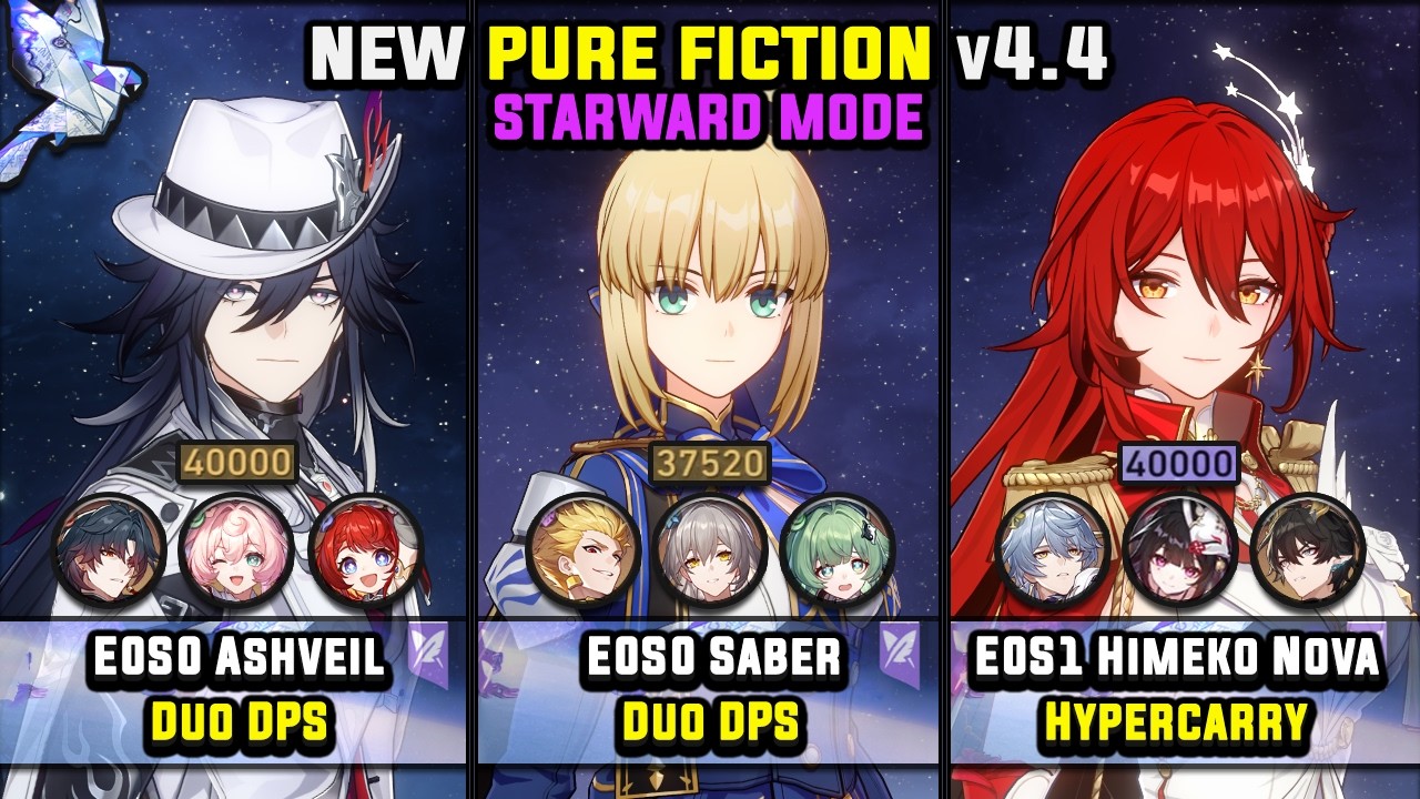 E0S0 Ashveil & E0S0 Saber & E0S1 Himeko Nova (4 Stars) Starward Mode - Pure Fiction 4.4