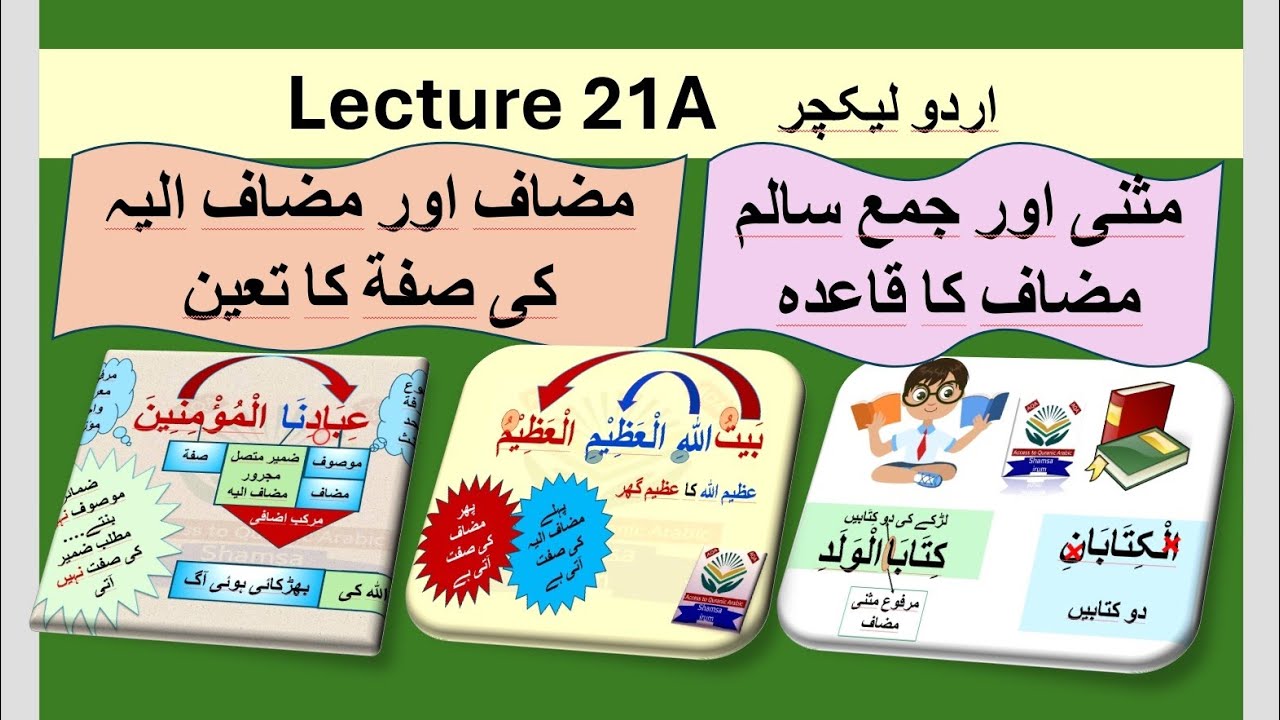 Lecture 21A مثنی اور جمع سالم بطور مضاف / مضاف & مضاف الیہ کی صفات کا تعین / Murakab izafi & tausifi