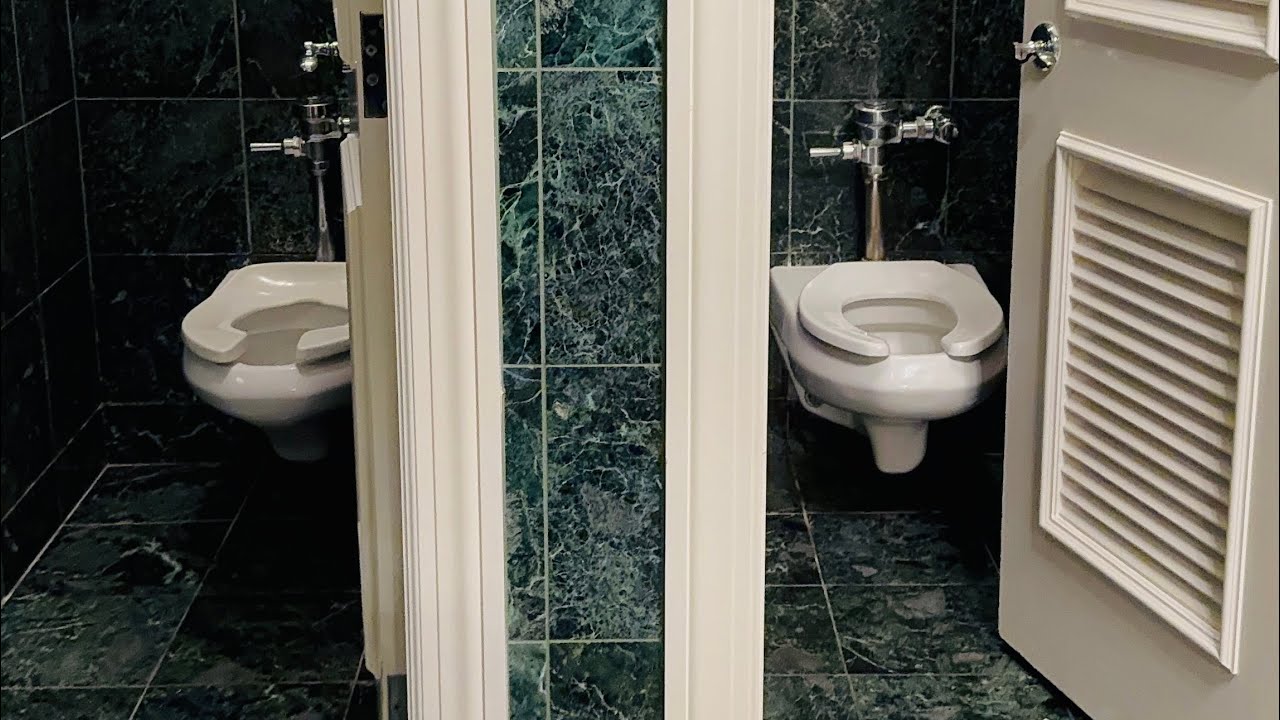 Kohler Kingston WG Toilet Flush | Men’s Restroom | Langham Huntington Hotel, Pasadena LA, California