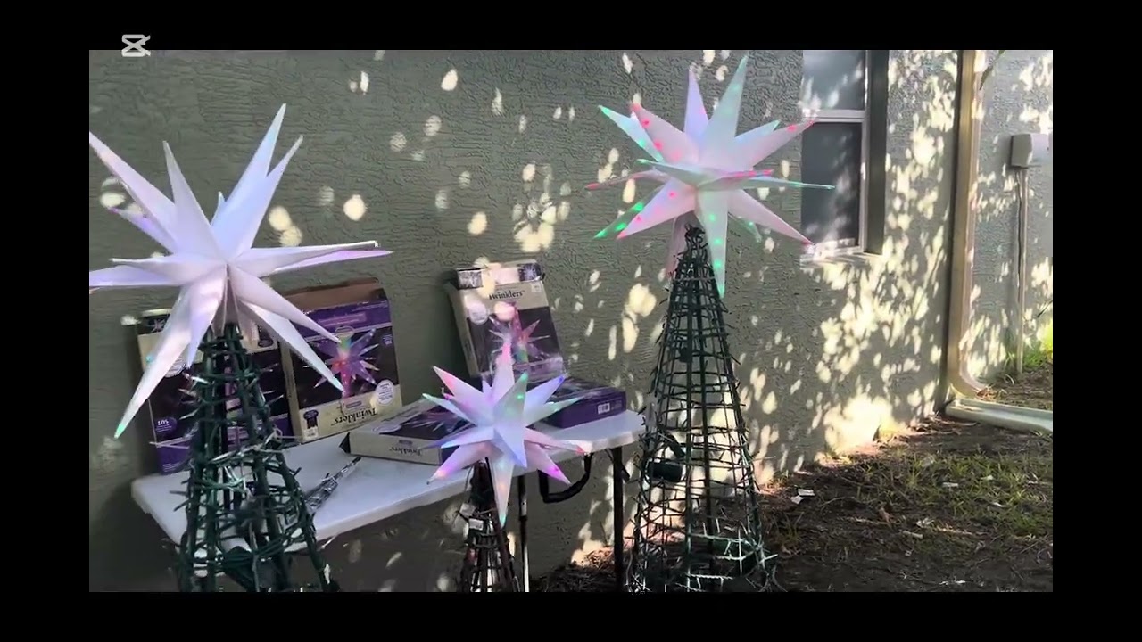S4:E3…Tomato Cage Christmas Trees with lights and tree topper