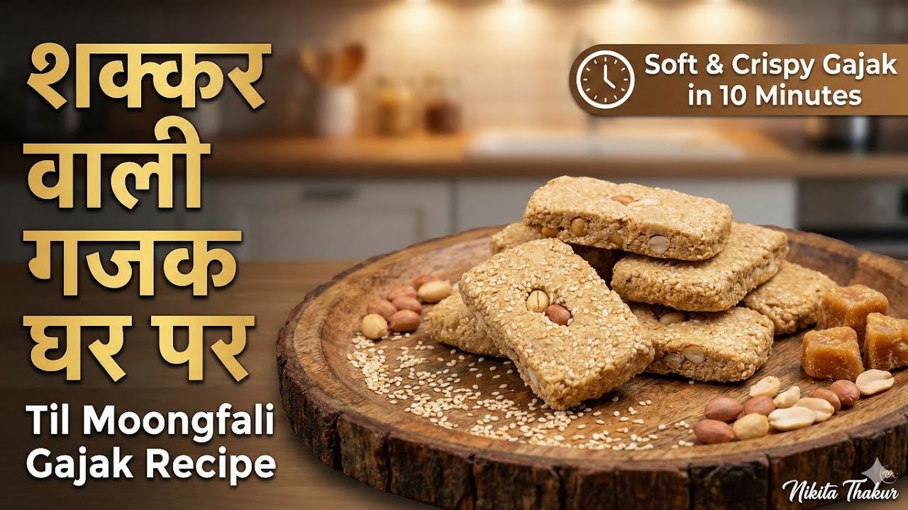 Til Moongfali Gajak Recipe | शक्कर वाली गजक घर पर |Soft & Crispy Gajak in 10 Minutes | Nikita Thakur