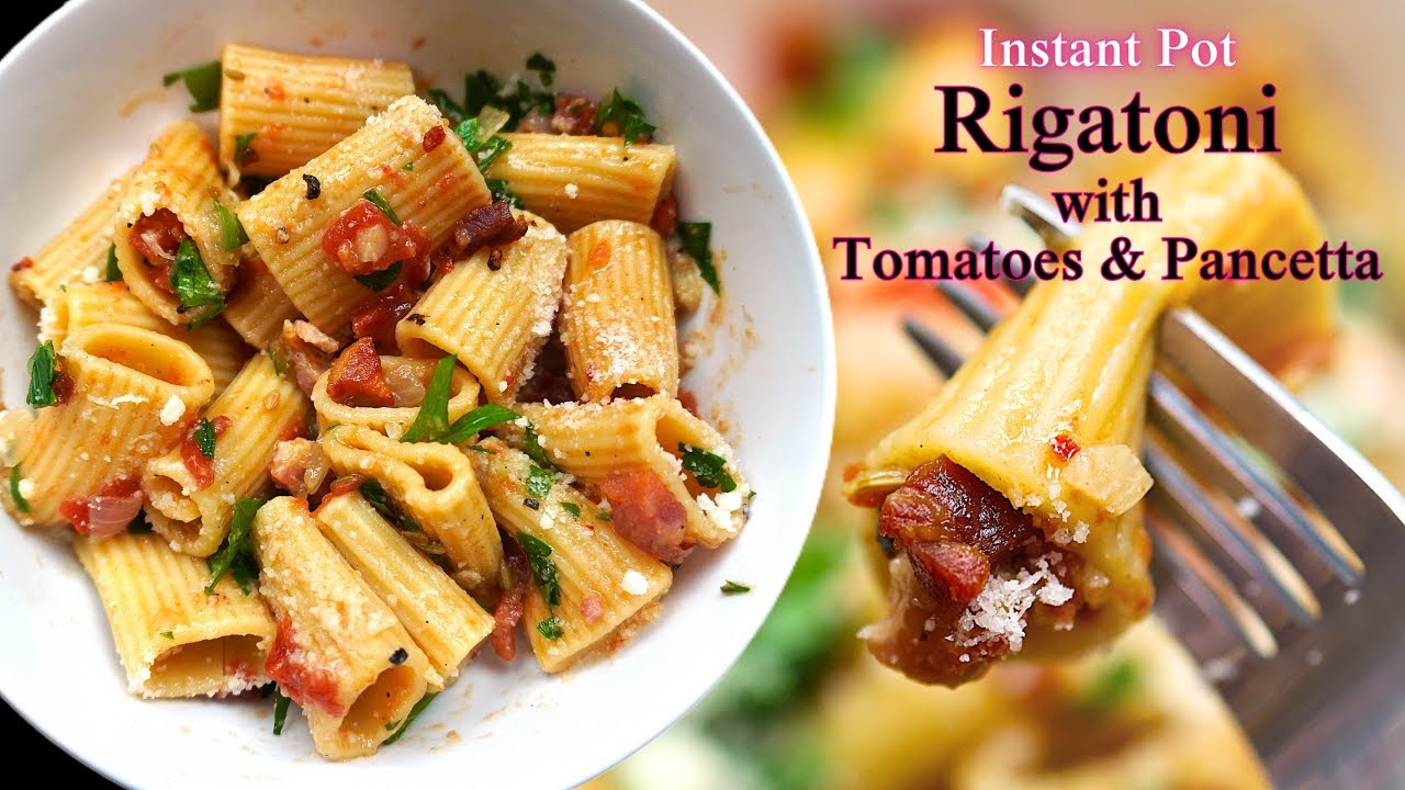 Rigatoni with Tomatoes and Pancetta - Barilla al Bronzo Mezzi Rigatoni