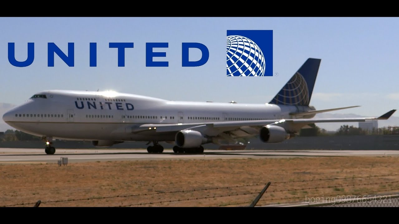 HD RARE United Airlines 747-422 N175UA *CLOSE UP* Takeoff from San Jose International Airport