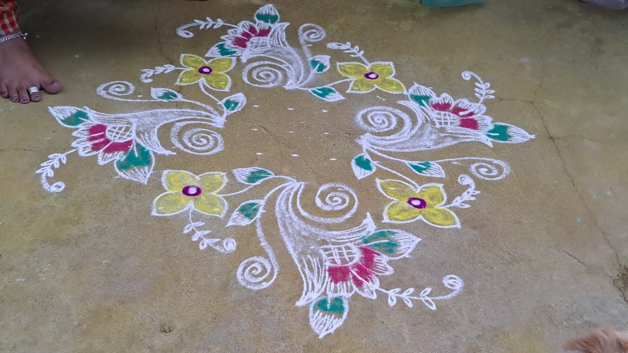 Maha creative rangoli design #chukkala muggu #flower #rangoli #viral #muggulu #flower