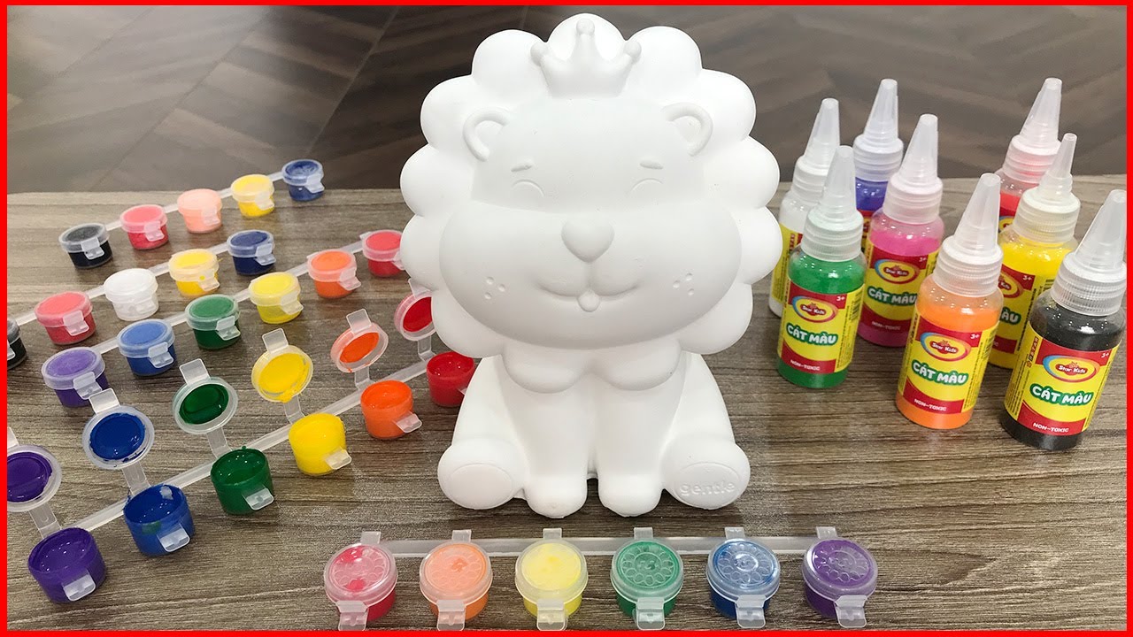 TÔ TƯỢNG SƯ TỬ DŨNG MÃNH, TÔ MÀU KẾT HỢP CÁT ĐỘC LẠ, ỐNG HEO TIẾT KIỆM (Chim Xinh channel)