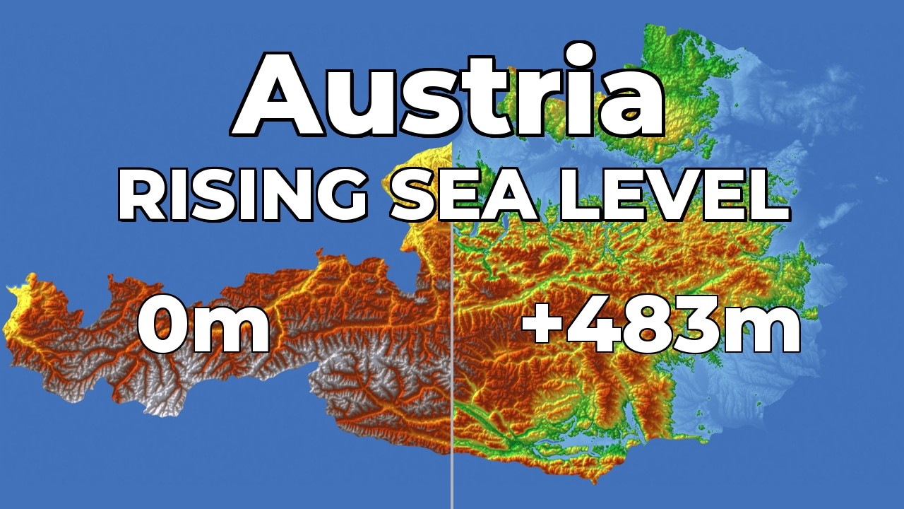 (4K) Rising Sea Level - Austria 🇦🇹 🌊🏔️#geography #map #austria #sealevelrise