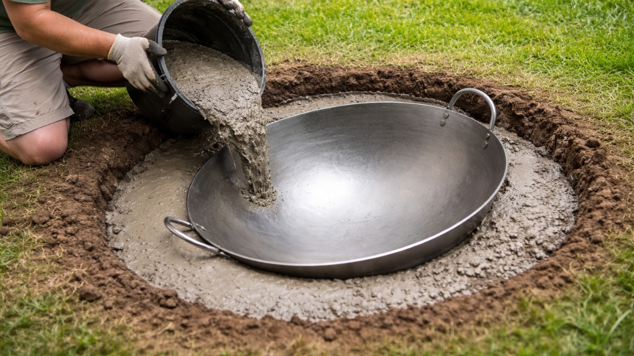 Pour cement into a pan // Easily create unique garden cement art for millions