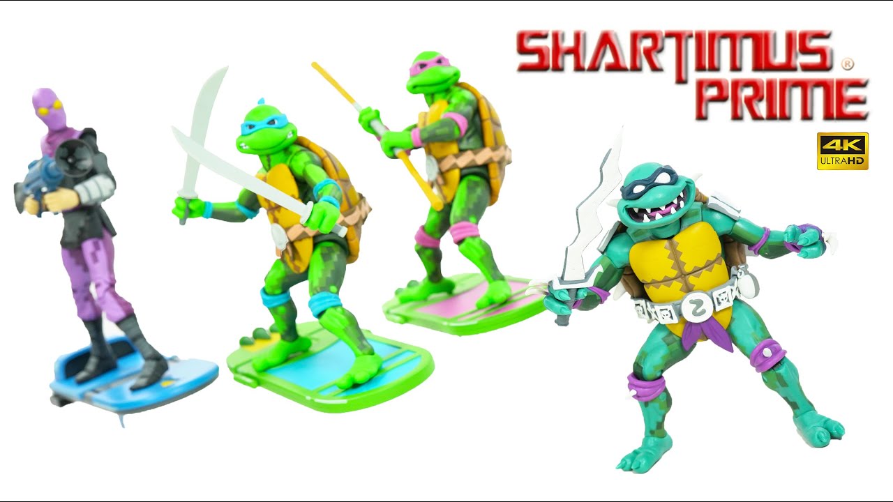 NECA TMNT Turtles In Time Wave 1 Slash, Leonardo, Donatello Foot Soldier Video Game 4K Figure Review