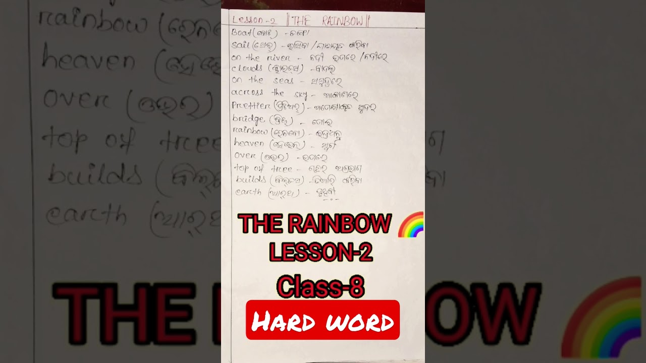 Class-8/THE RAINBOW 🌈 Hard word #shorts #shortsvideo #shortsviral
