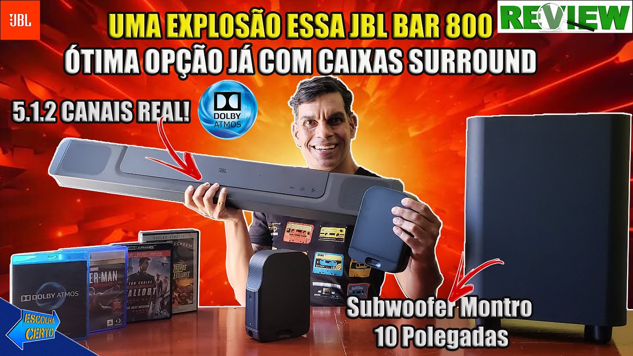 PODEROSO SUBWOOFER DESTACA A JBL BAR 800 COM CAIXAS SURROUND