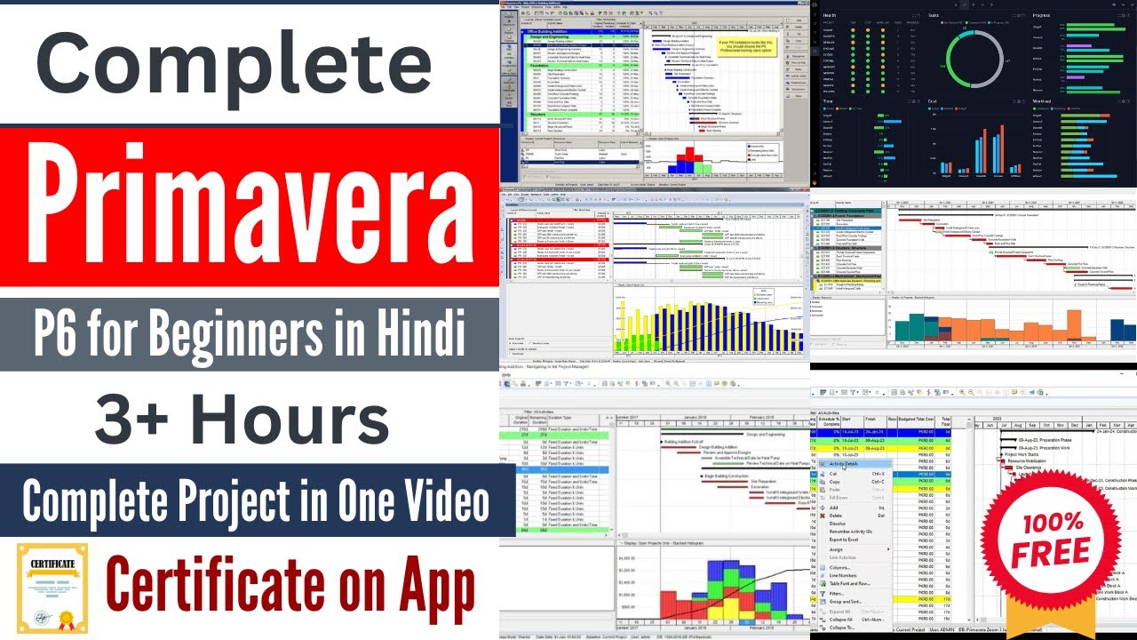Complete Primavera P6 For Beginners in 3+ Hours | Full Project in Primavera in Hindi