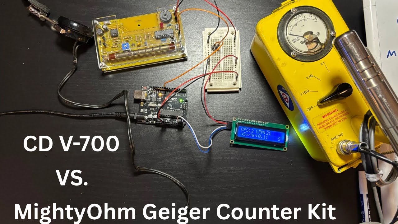 CD V-700 Geiger Counter compared to a MightyOhm Geiger Counter kit