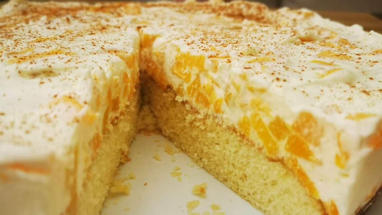 Pfirsich-Schmand Kuchen, schnell und einfach, so lecker!