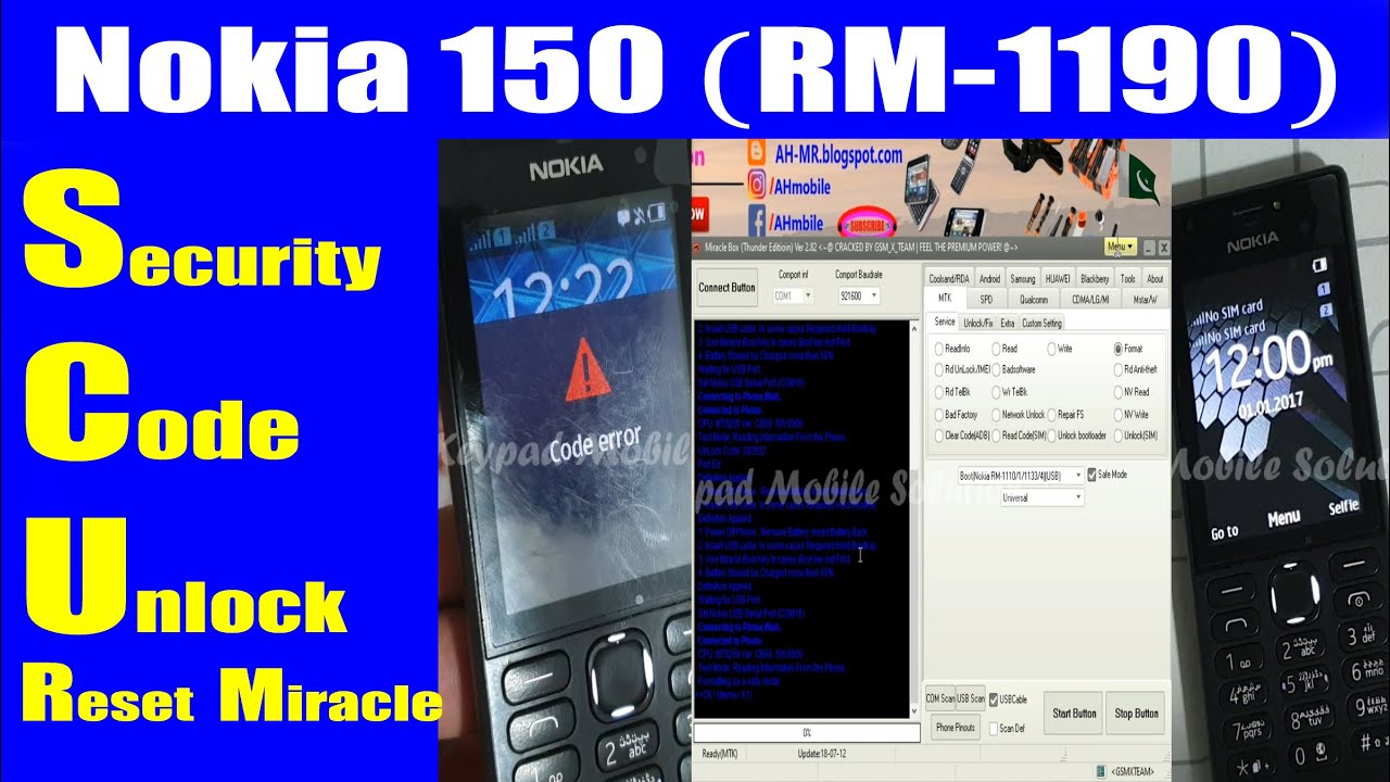 How to Unlock Nokia 150 (RM-1190) Security Code Without Data Loss Using Miracle Crack