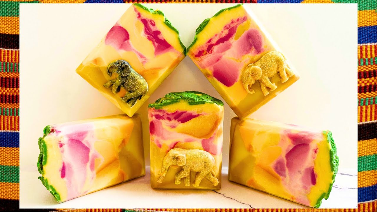 WaterColor Technique Serengeti Elephants 🐘 Soap Challenge Club 2024  Cold Process Soap
