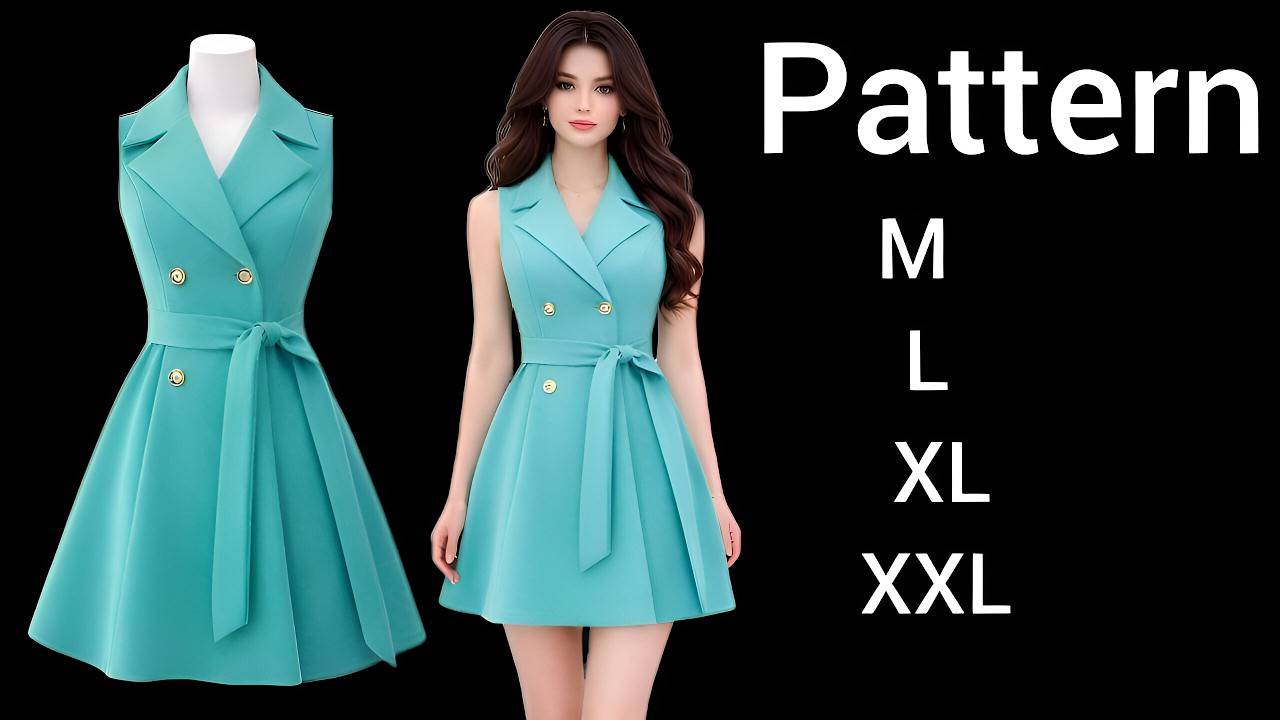 Step-by-Step Women’s Dress Pattern Making✂️ | English Collar Dress for Beginners✅️