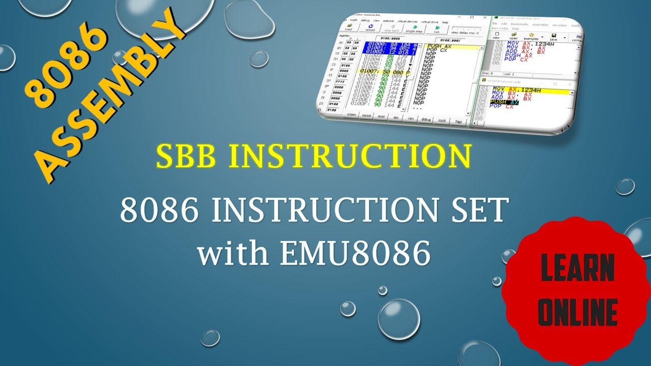 SBB INSTRUCTION | 8086 INSTRUCTION WITH EMU8086 | SUBTRACTION WITH BORROW IN 8086 ASSEMBLY LANGUAGE
